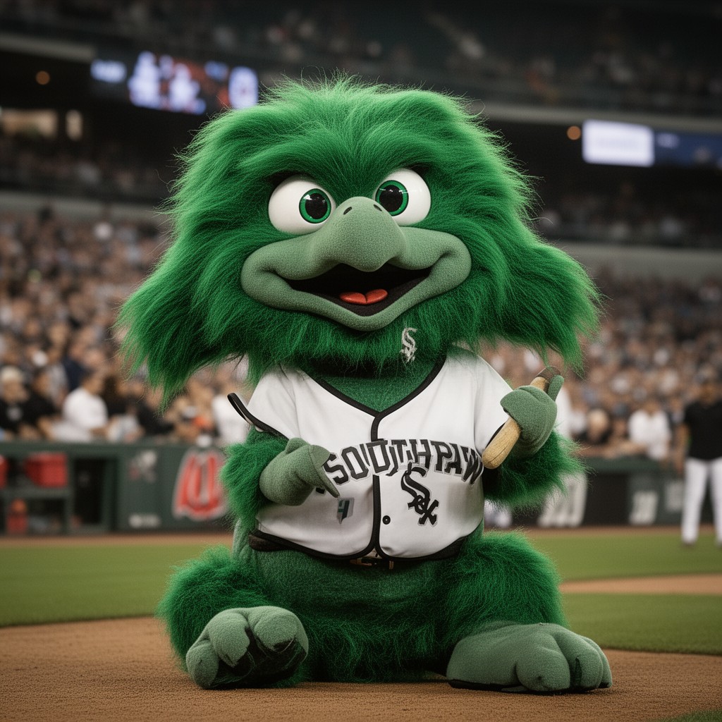AI-generated illustration of Southpaw (Chicago White Sox mascot)