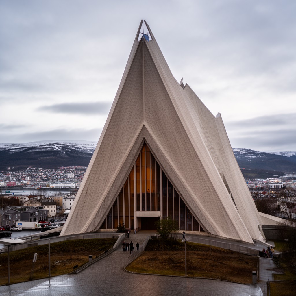 AI-generated illustration of Tromsø Arctic Cathedral