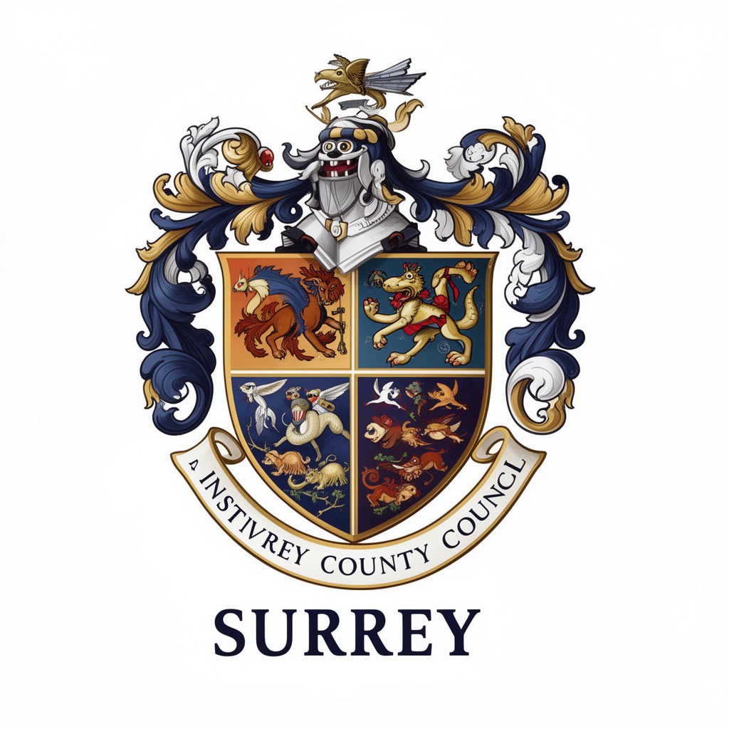 AI-generated illustration of coat of arms of Surrey County Council