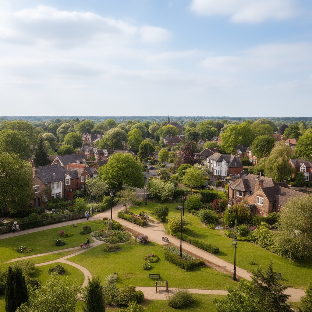 AI-generated illustration of Welwyn Garden City