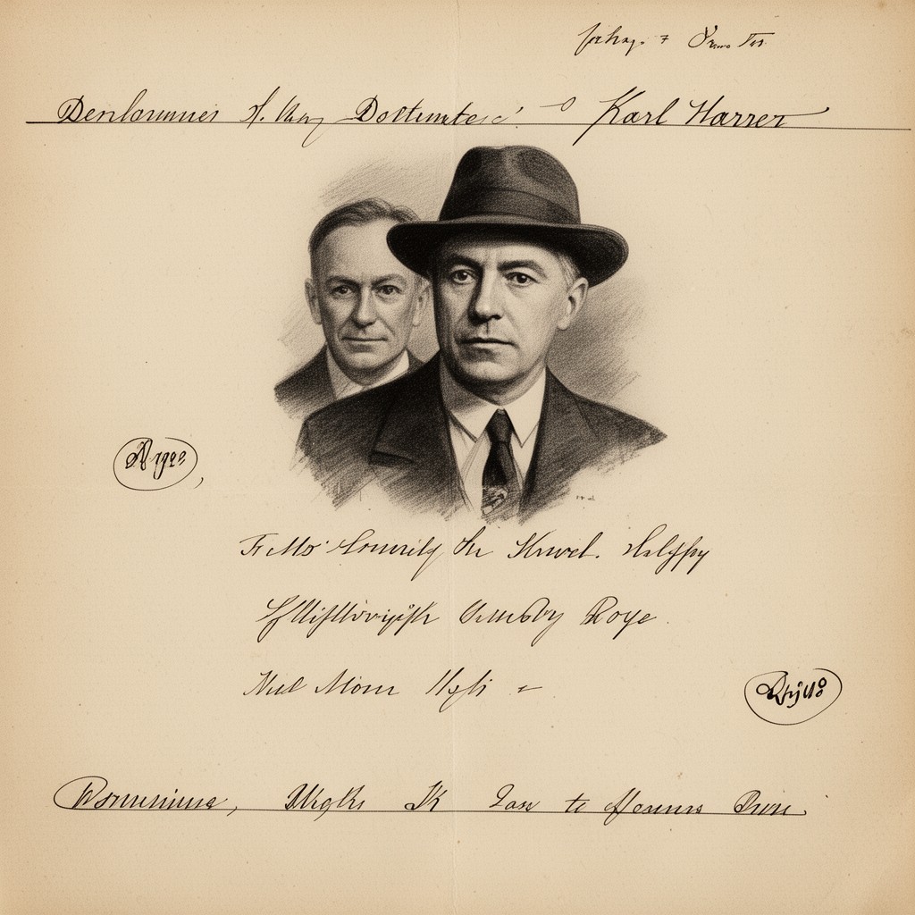AI-generated illustration of Karl Harrer