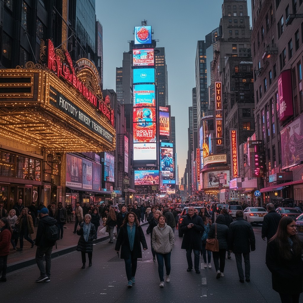 AI-generated illustration of Broadway Theatre District