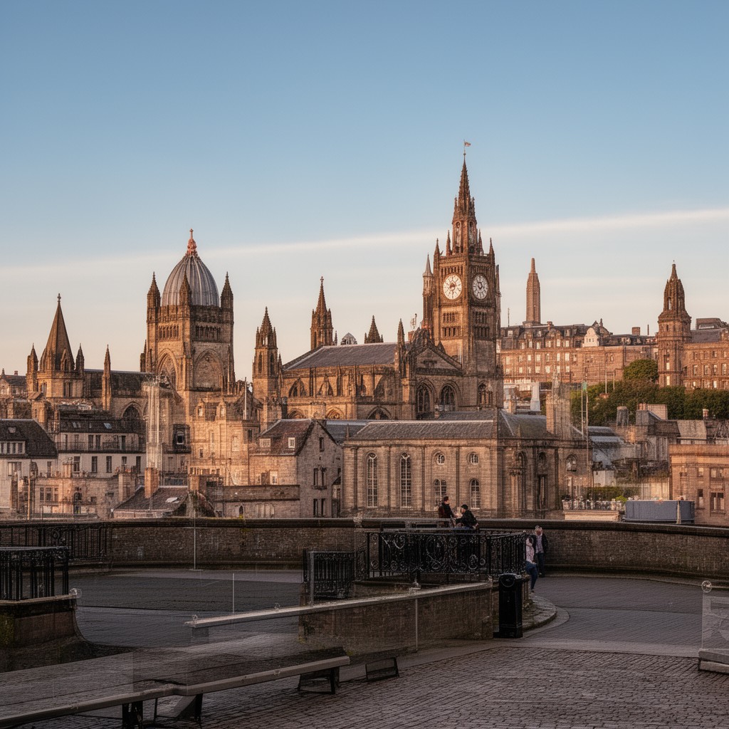 AI-generated illustration of Glasgow and Edinburgh