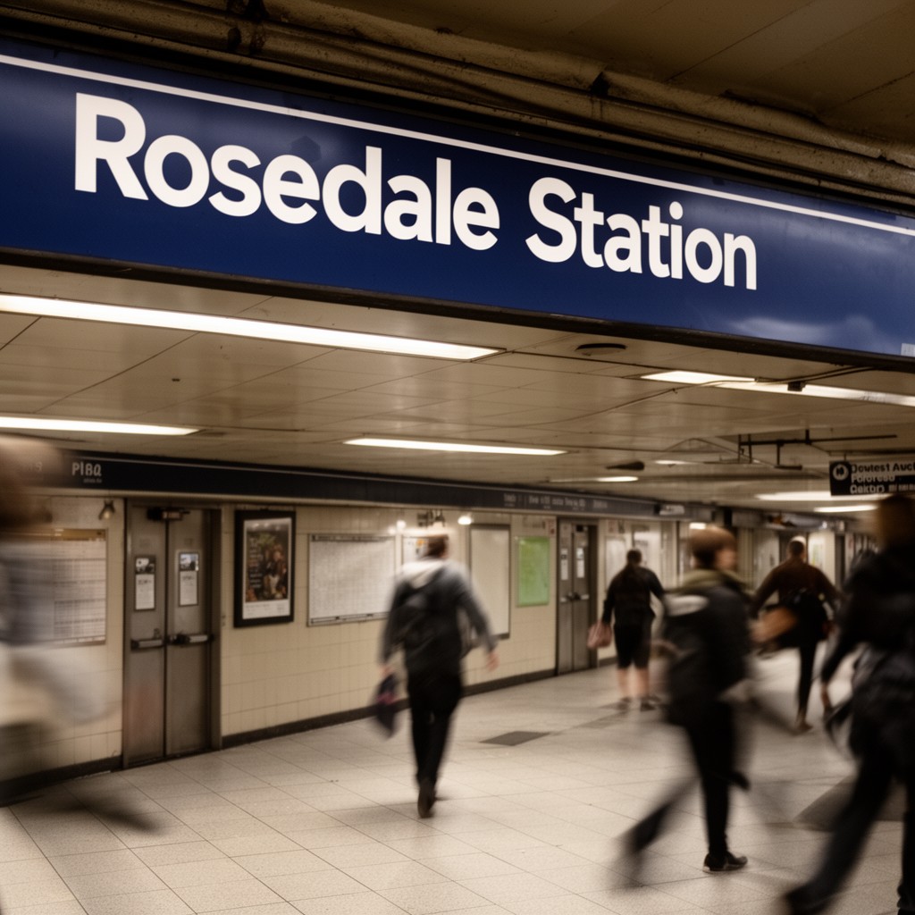 AI-generated illustration of Rosedale station