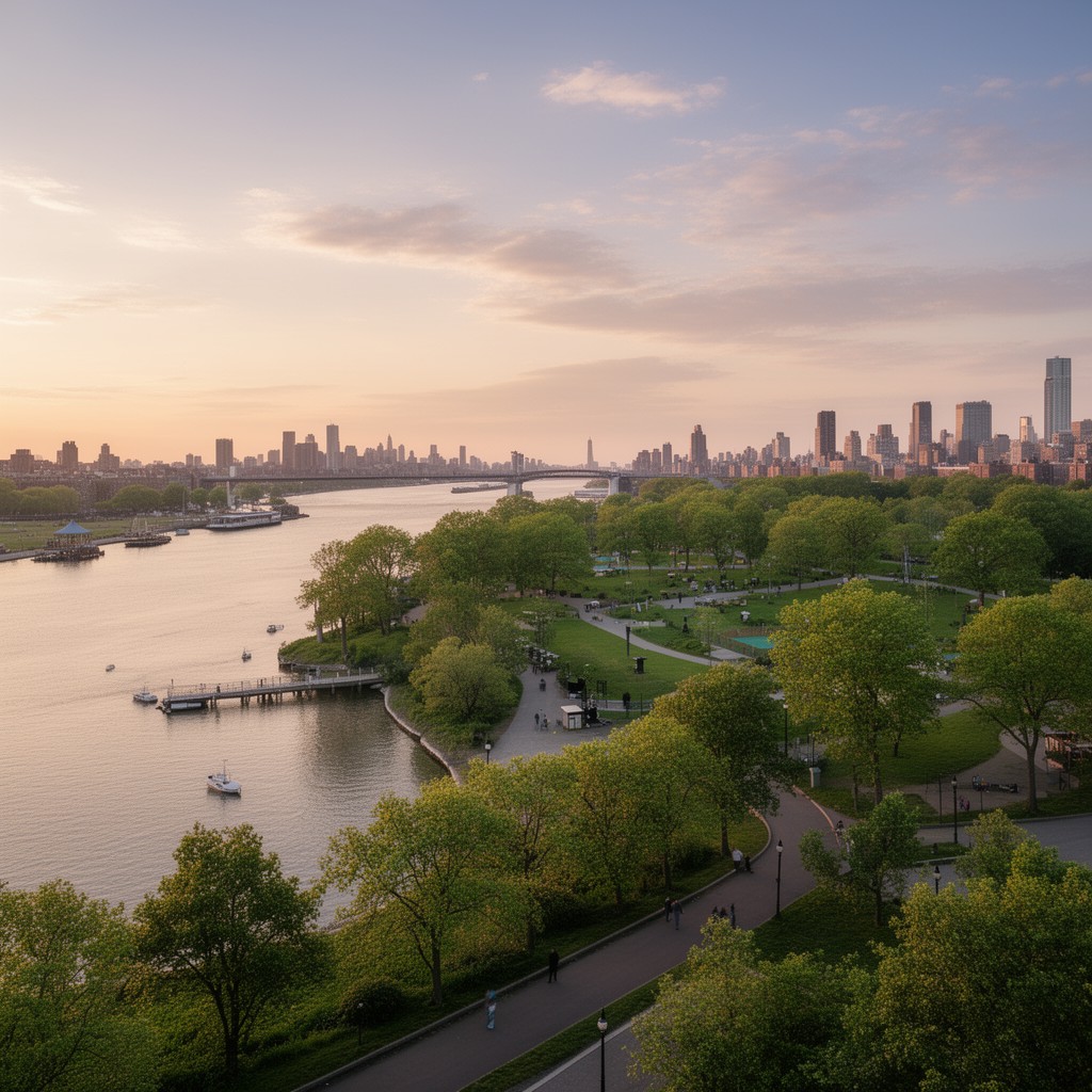 AI-generated illustration of Riverside Park