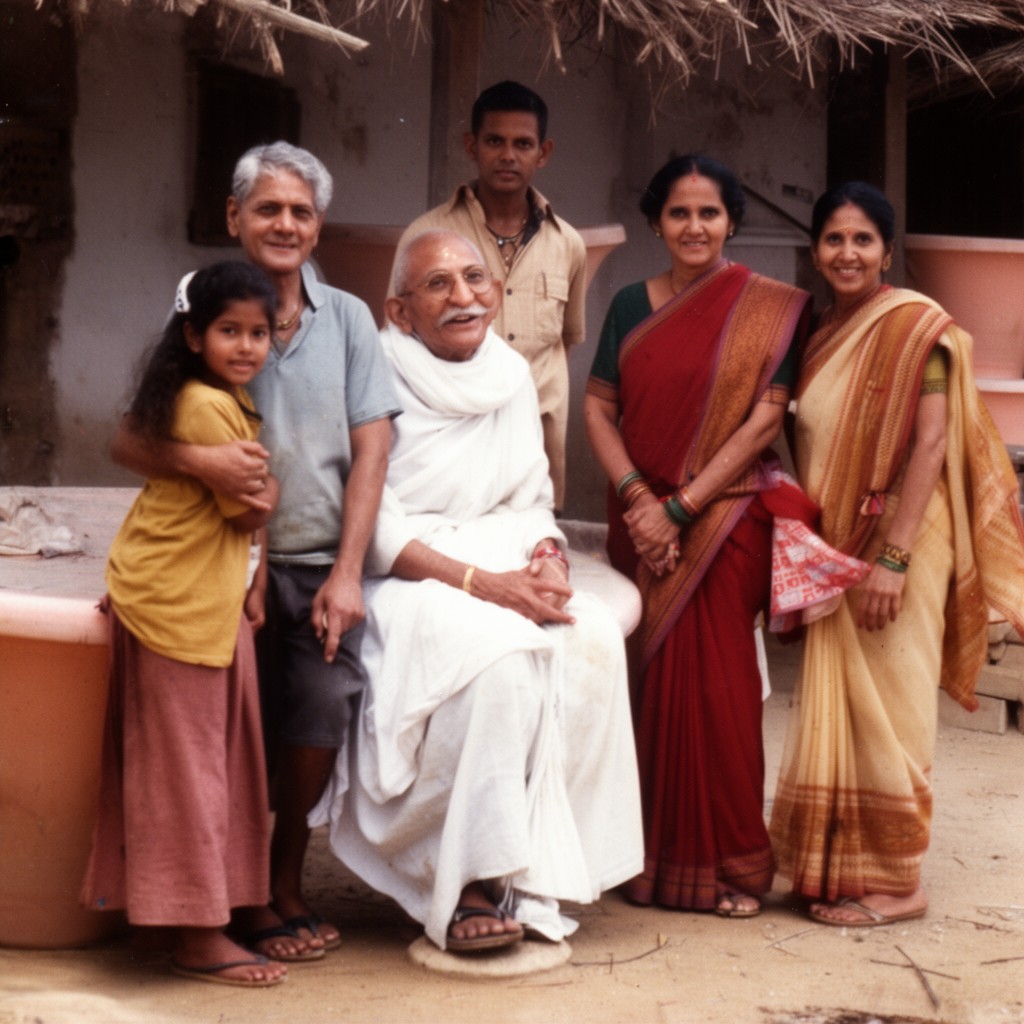 AI-generated illustration of Gandhi family
