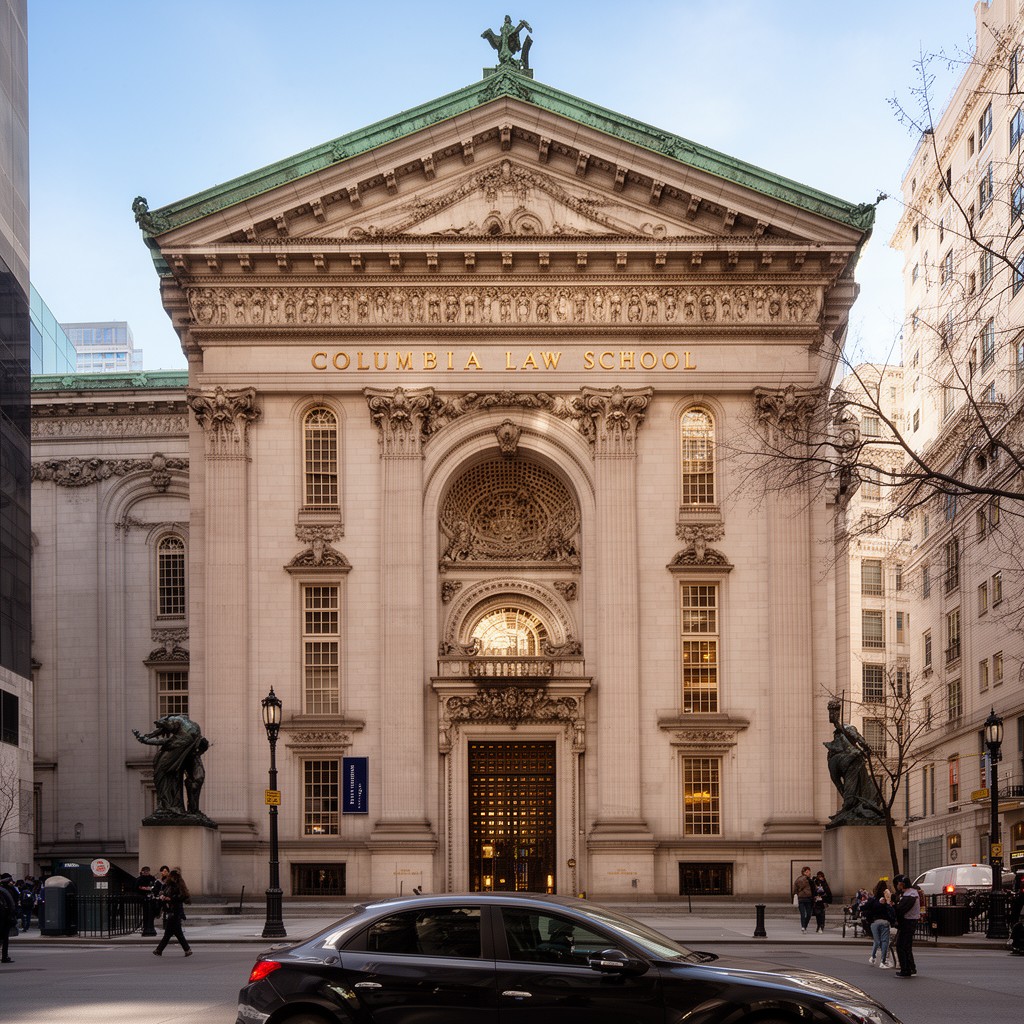 AI-generated illustration of Columbia Law School