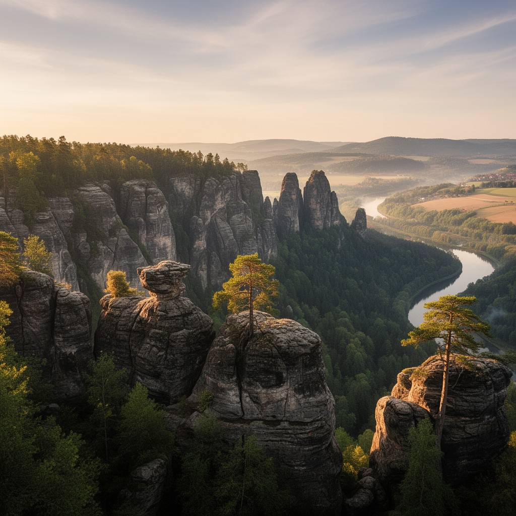 AI-generated illustration of Elbe Sandstone Mountains