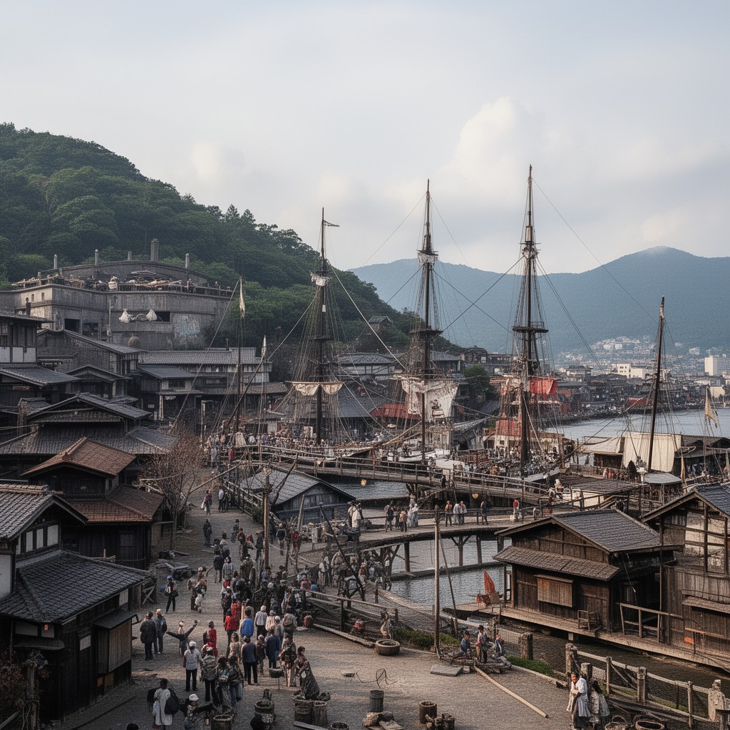 AI-generated illustration of Nagasaki trading post
