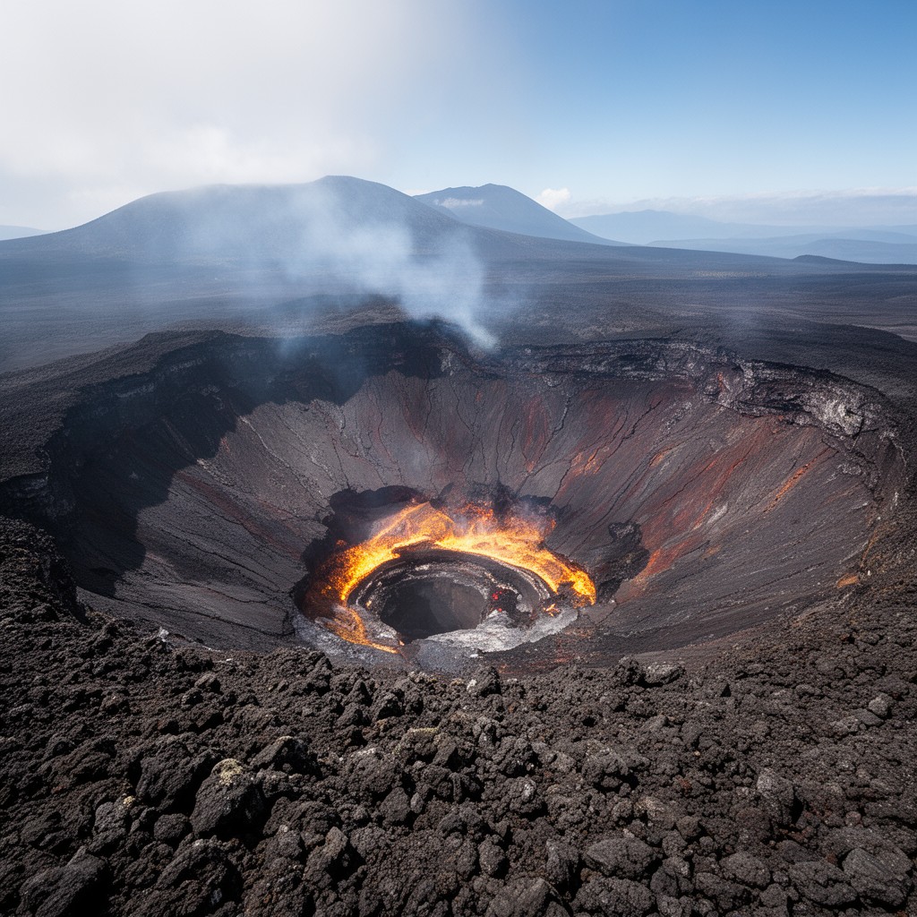 AI-generated illustration of Mokuʻāweoweo caldera