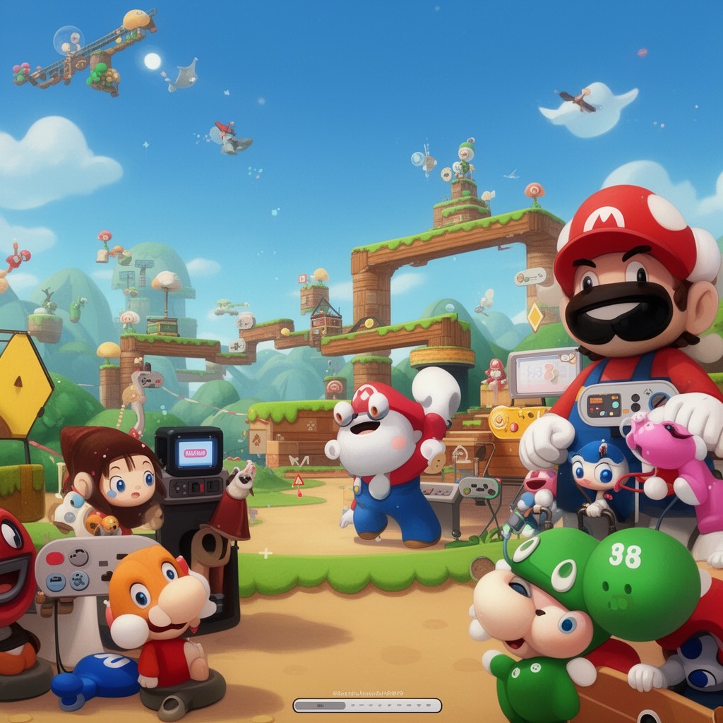 AI-generated illustration of Nintendo video games