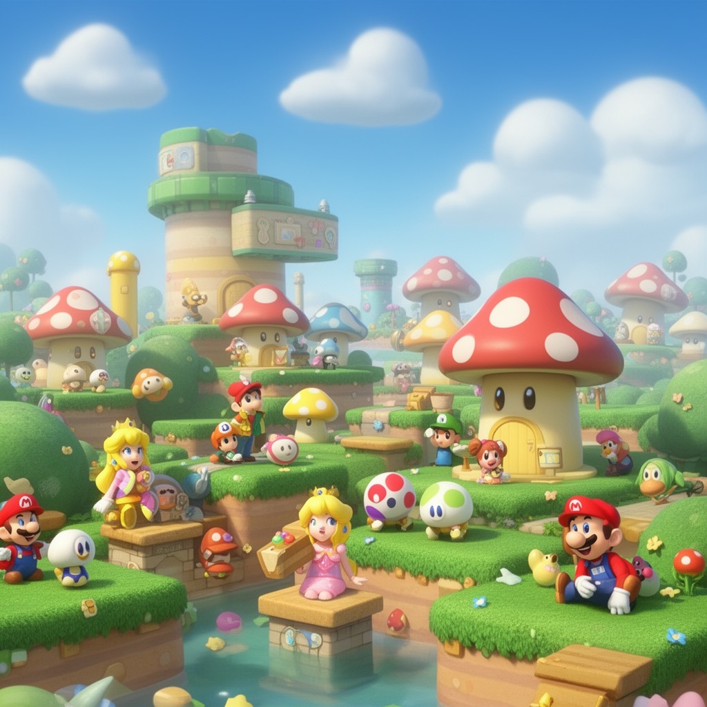 AI-generated illustration of Mushroom Kingdom
