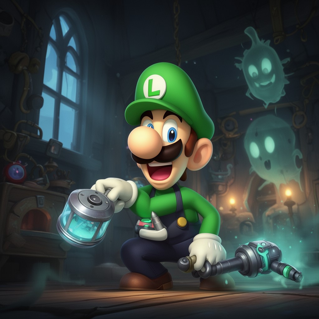 AI-generated illustration of Luigi's Mansion