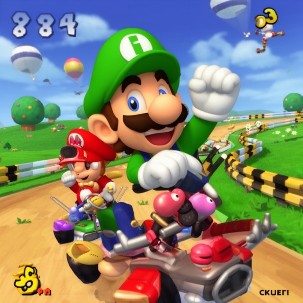 AI-generated illustration of Mario Kart 64