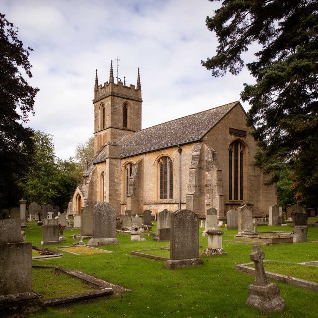 AI-generated illustration of All Saints Church, Wroxton