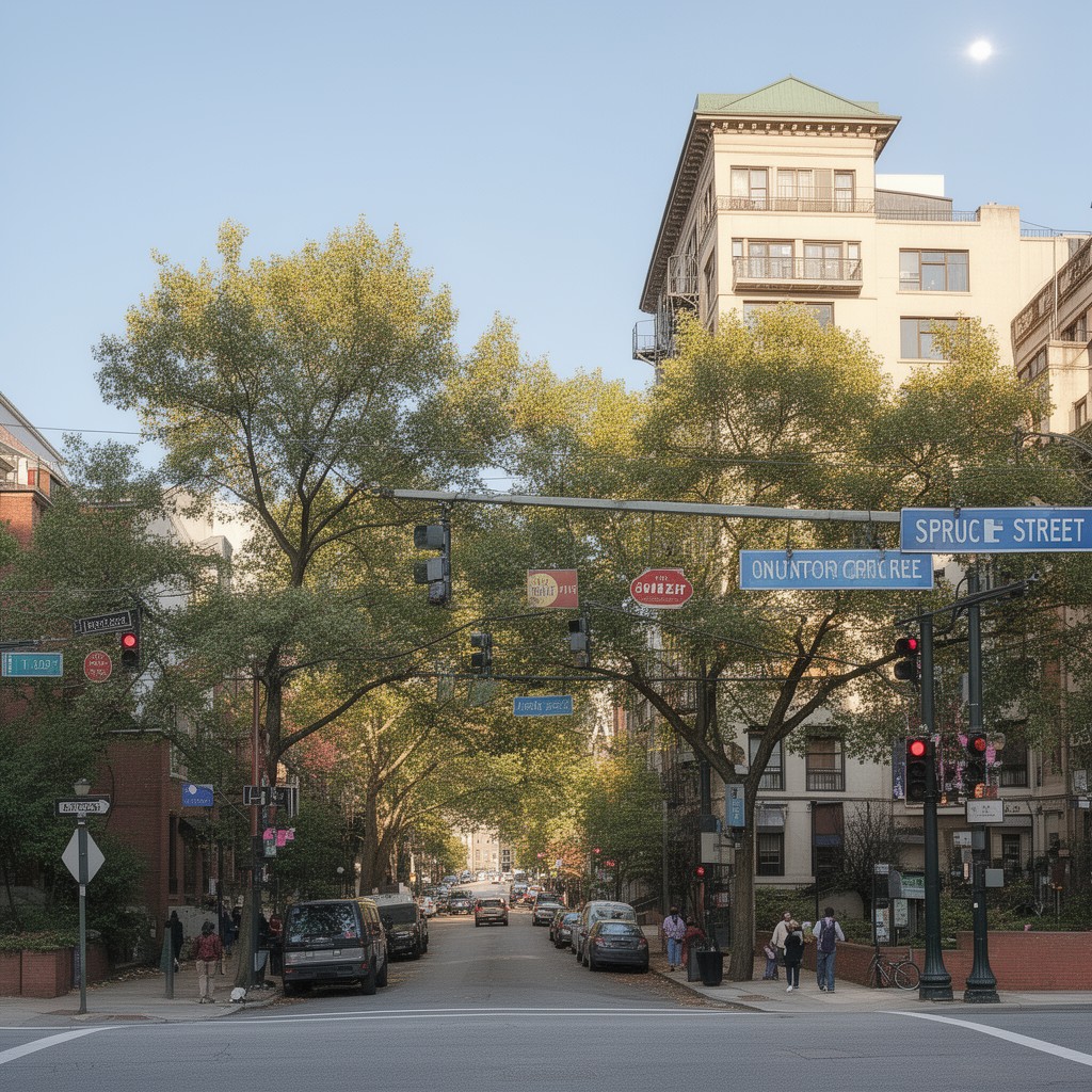 AI-generated illustration of Spruce Street