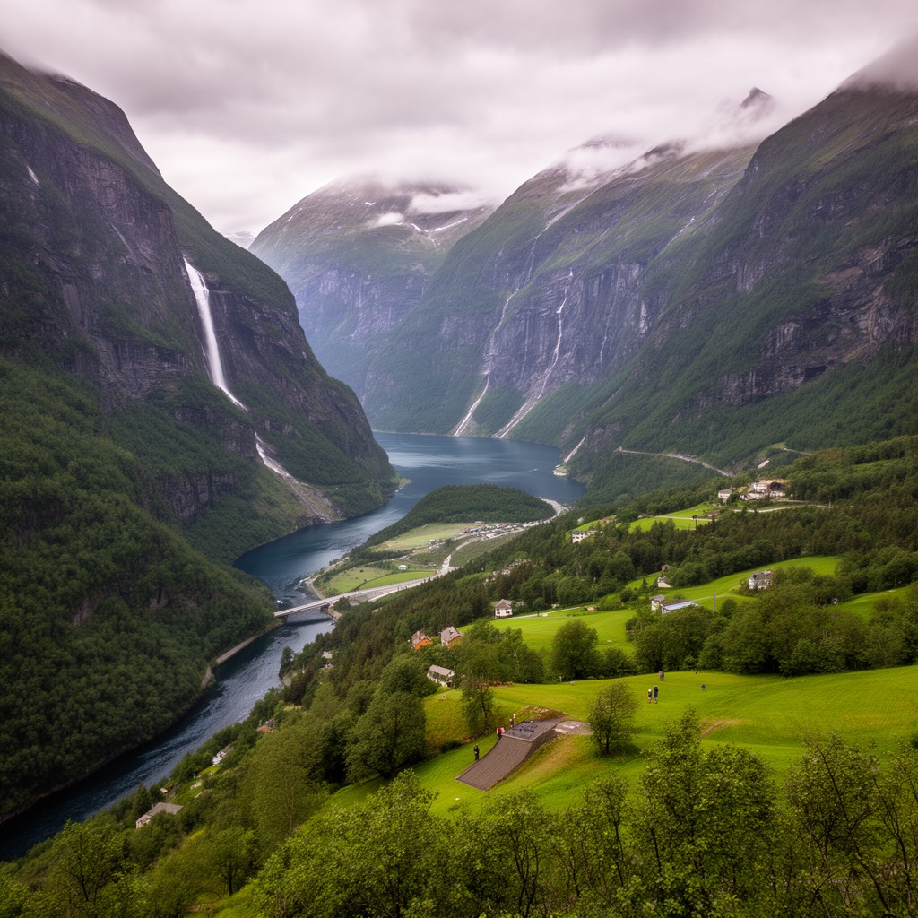 AI-generated illustration of Geirangerfjord