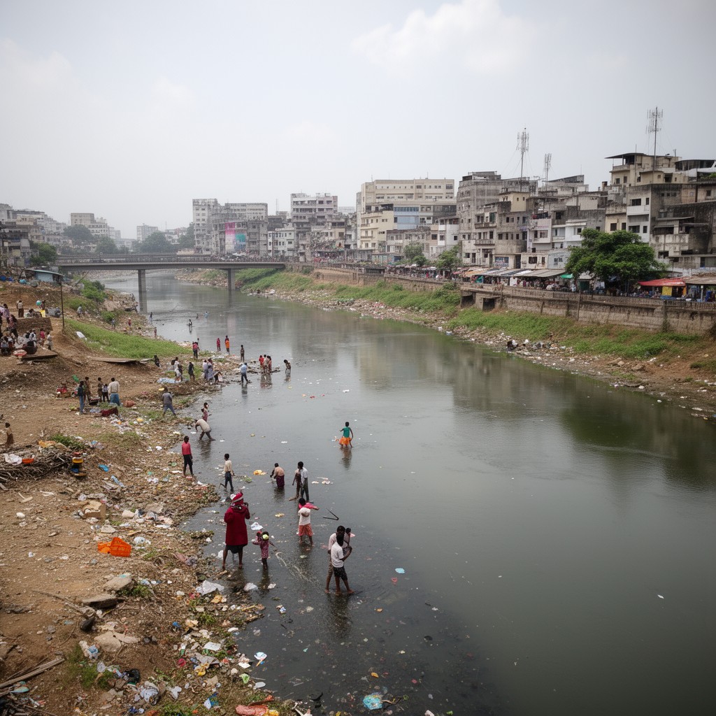 AI-generated illustration of Cooum River