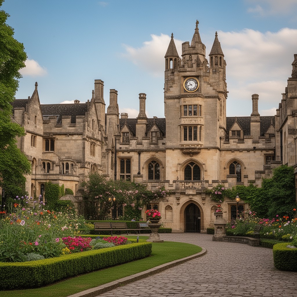 AI-generated illustration of The Queen's College, Oxford