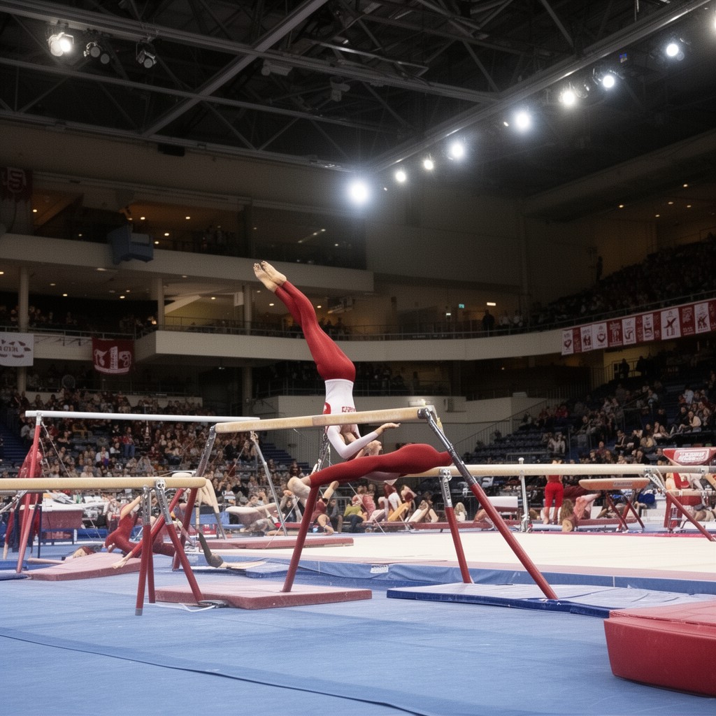 AI-generated illustration of Stanford Cardinal women's gymnastics