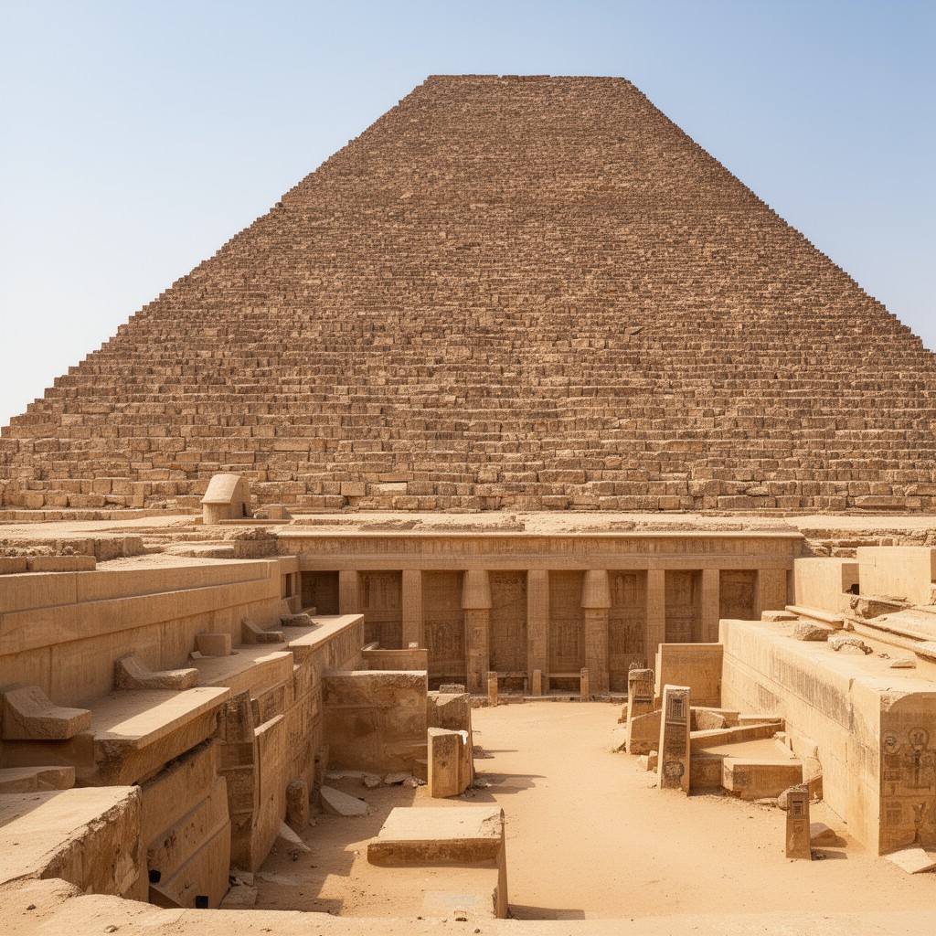 AI-generated illustration of Hawara pyramid complex