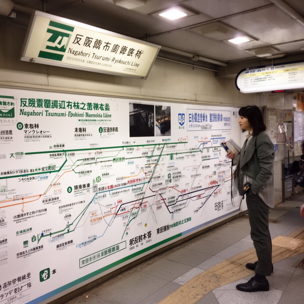 AI-generated illustration of Nagahori Tsurumi-ryokuchi Line