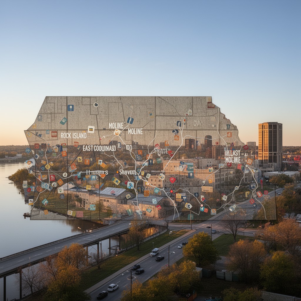 AI-generated illustration of Quad Cities (Illinois portion)