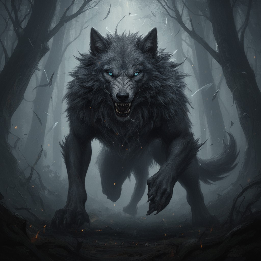AI-generated illustration of Fenrir