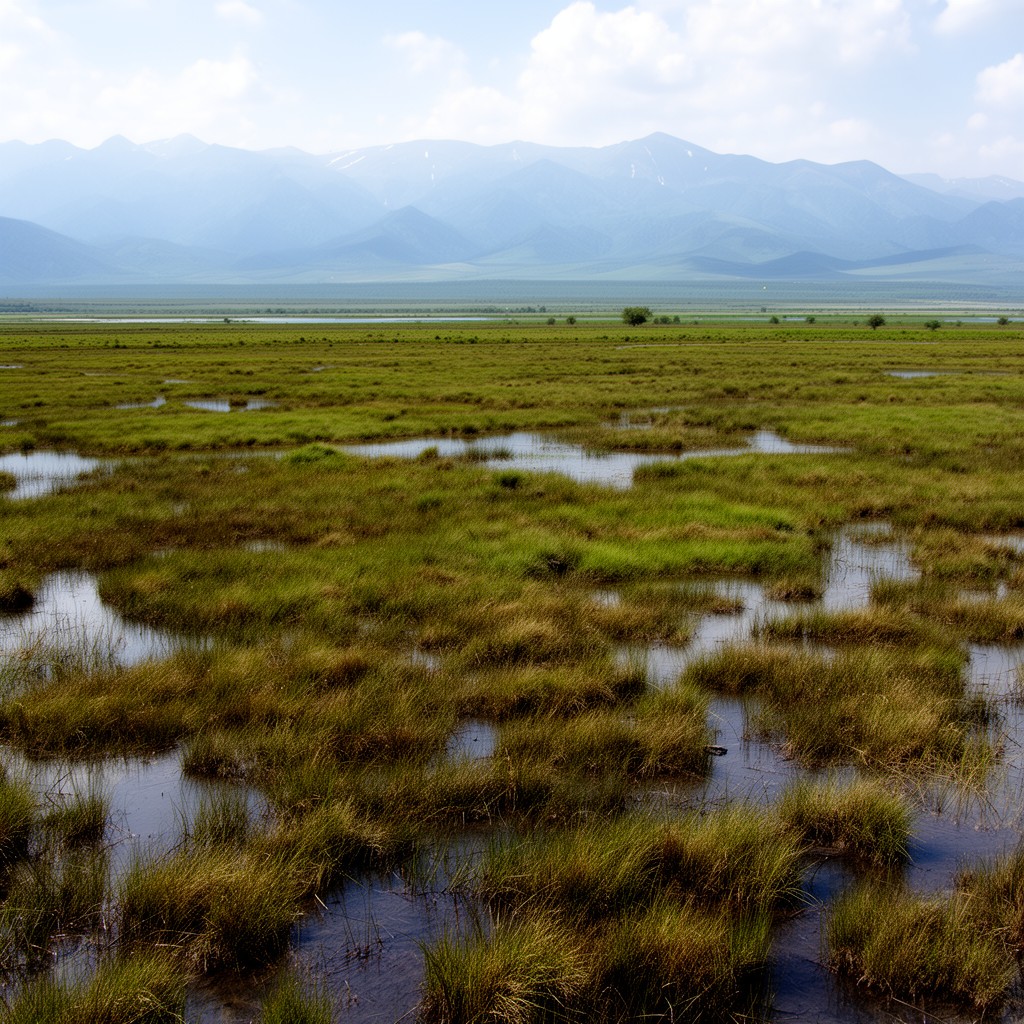 AI-generated illustration of Kolkheti National Park (partly)