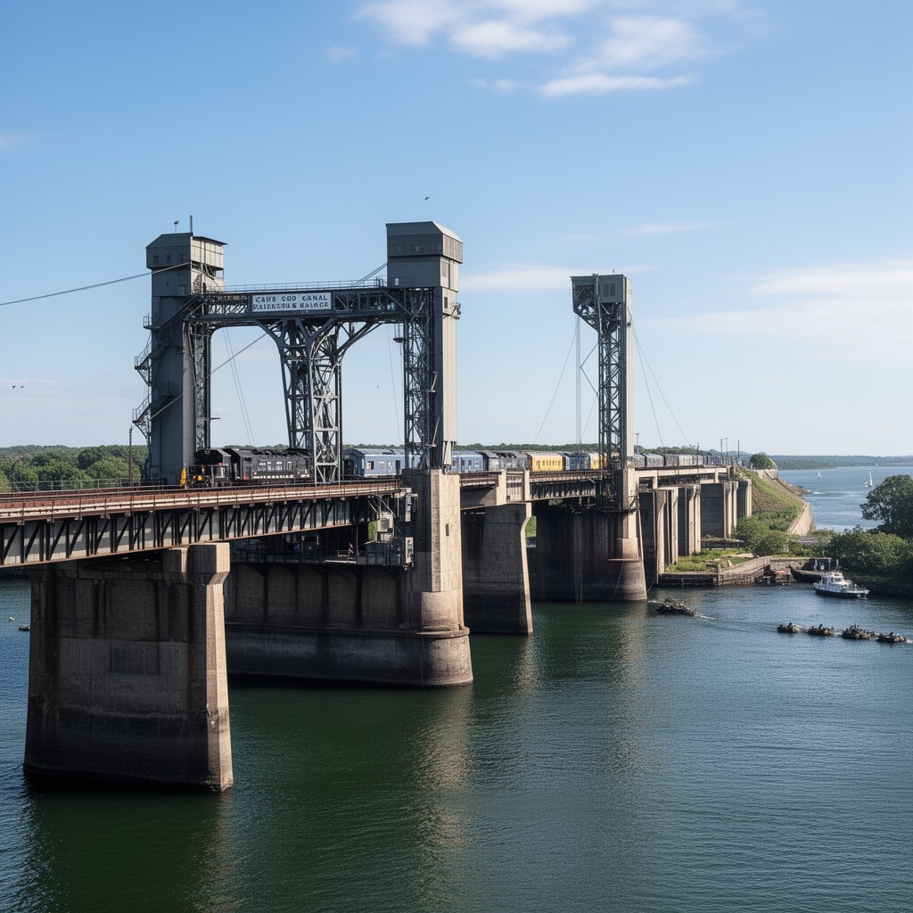 AI-generated illustration of Cape Cod Canal Railroad Bridge