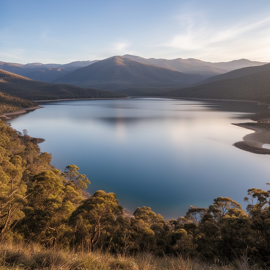 AI-generated illustration of Lake Eucumbene
