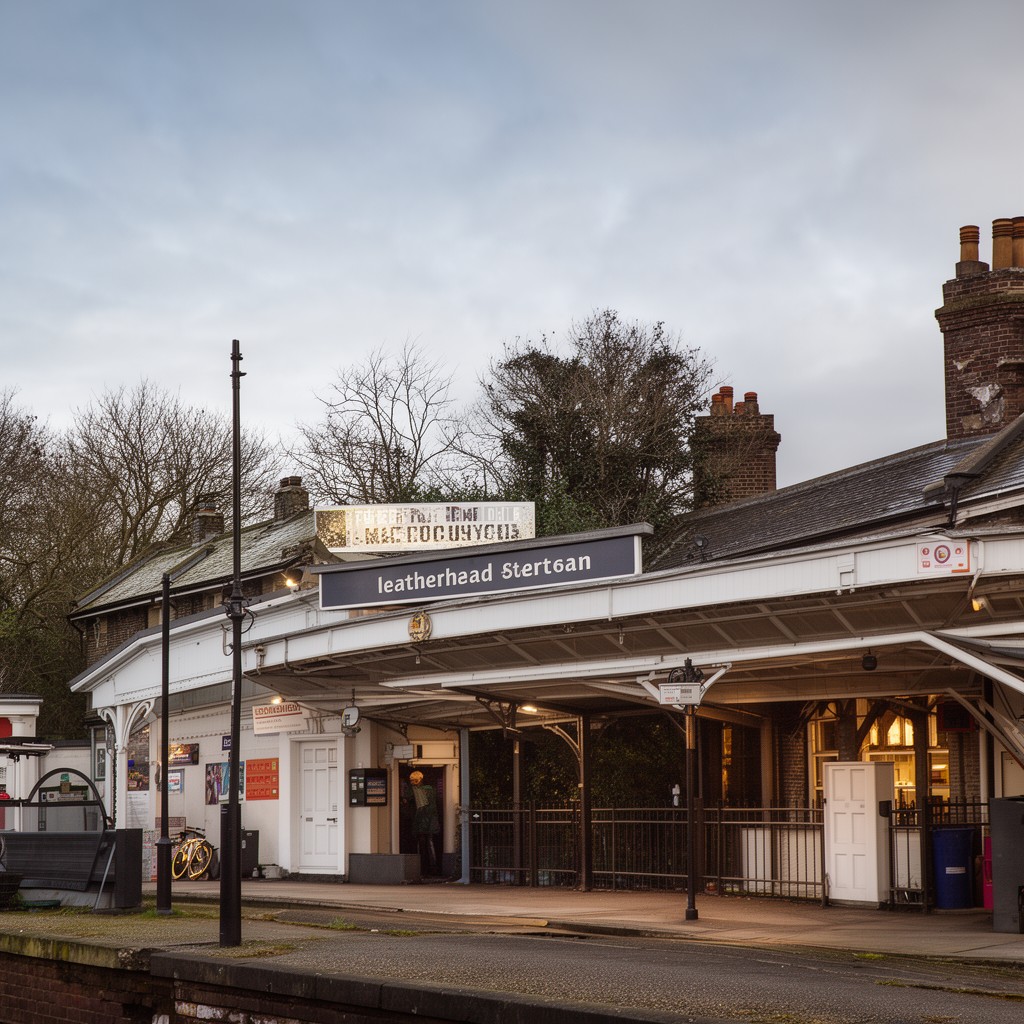 AI-generated illustration of Leatherhead railway station