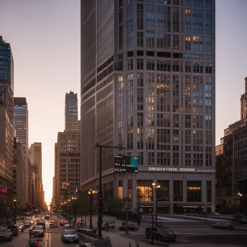 AI-generated illustration of Dirksen Federal Building