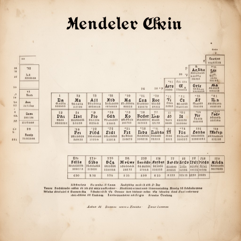 AI-generated illustration of Mendeleev periodic table