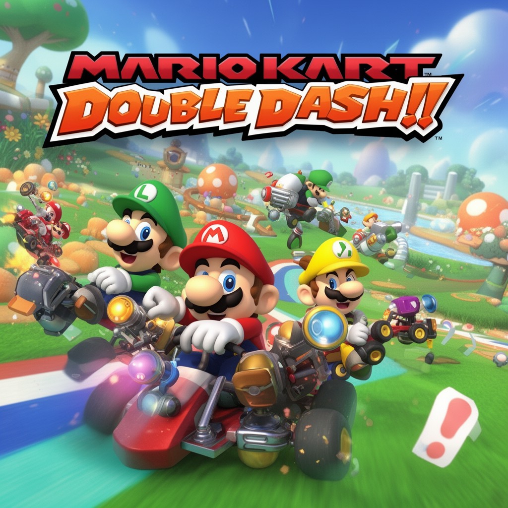 AI-generated illustration of Mario Kart: Double Dash!!