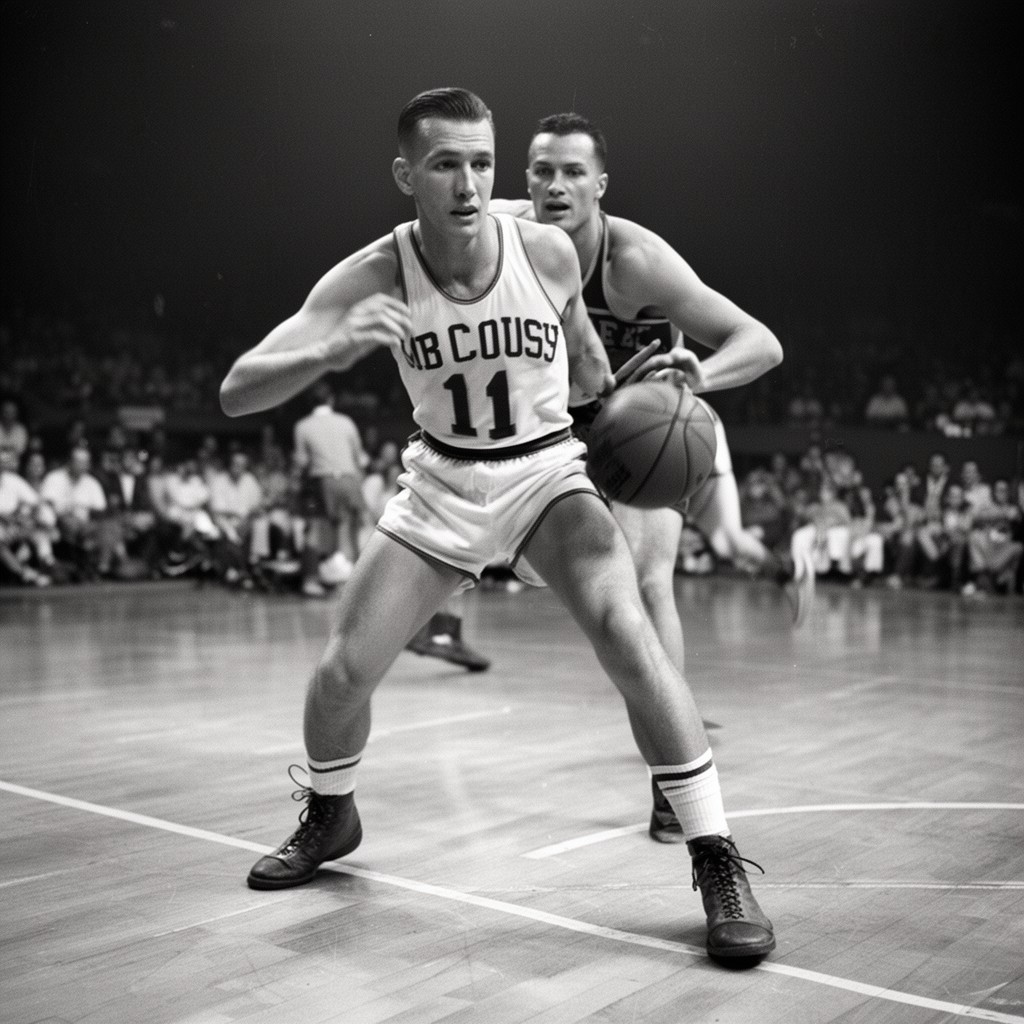 AI-generated illustration of Bob Cousy