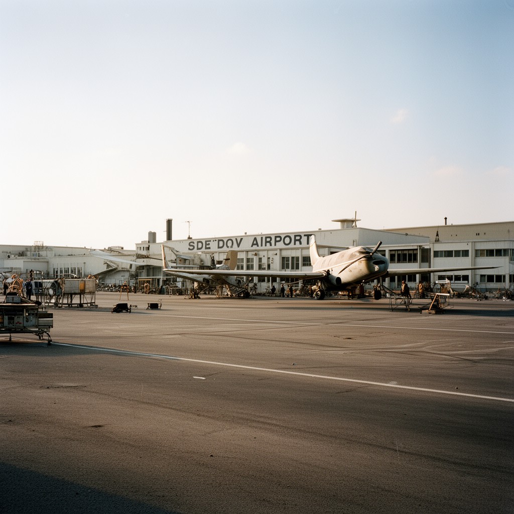 AI-generated illustration of Sde Dov Airport (historical)