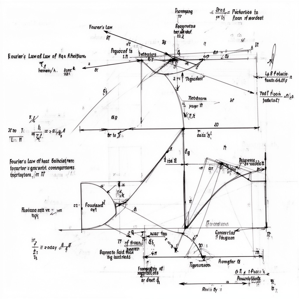 AI-generated illustration of Fourier's law of heat conduction