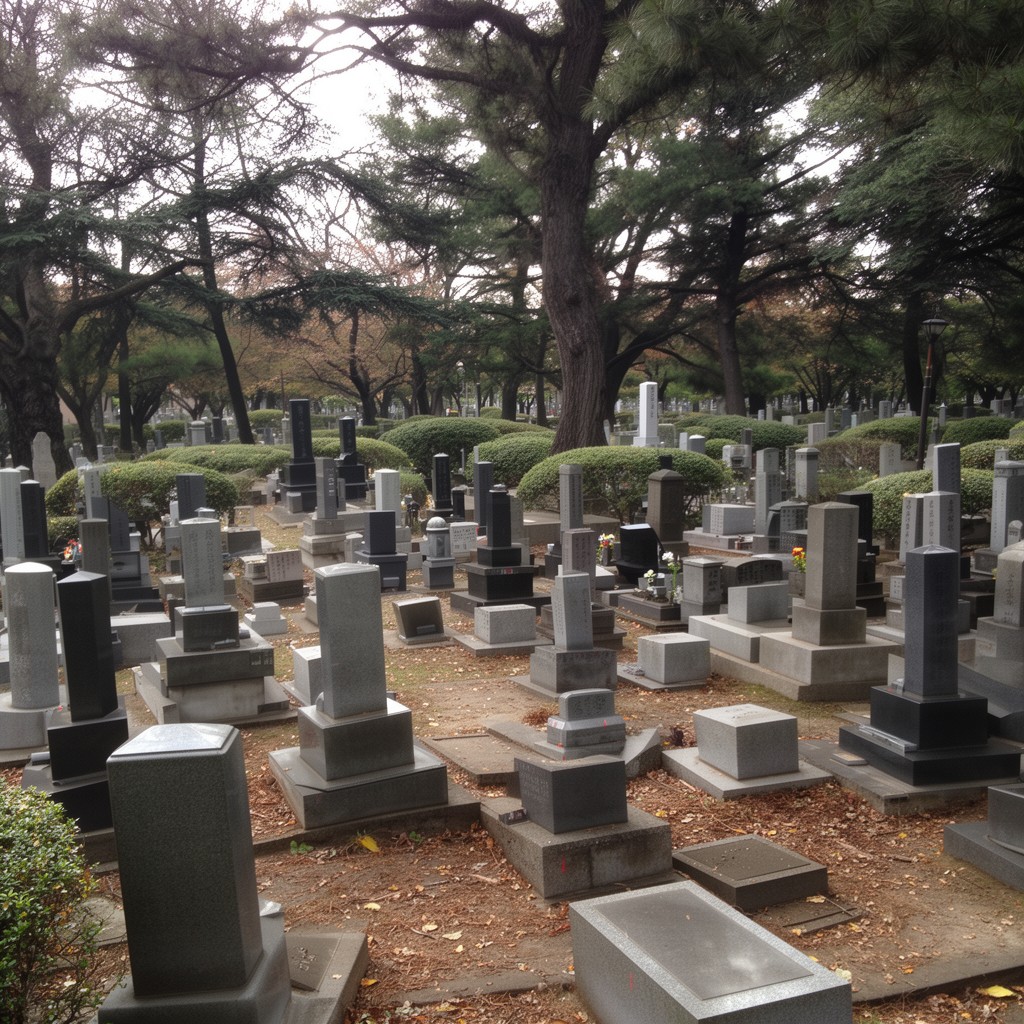 AI-generated illustration of Aoyama Cemetery, Tokyo