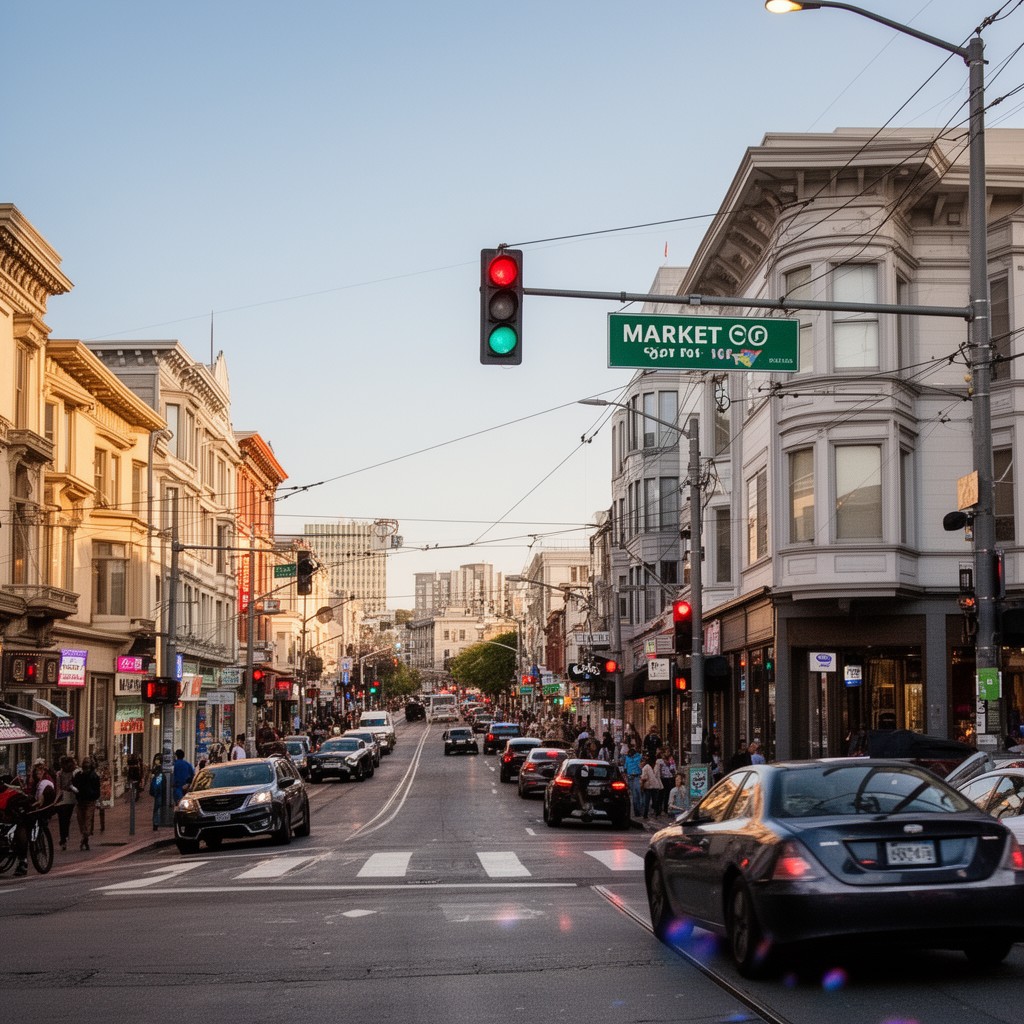 AI-generated illustration of Market Street and Castro Street