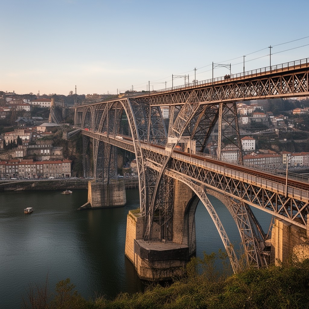 AI-generated illustration of Maria Pia Bridge