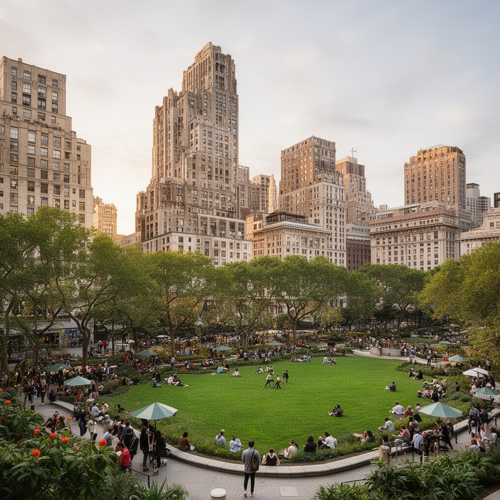 AI-generated illustration of Bryant Park