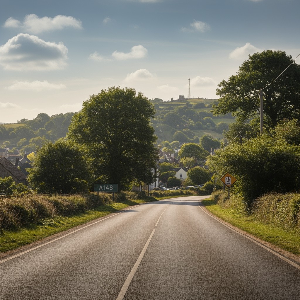 AI-generated illustration of A148 road