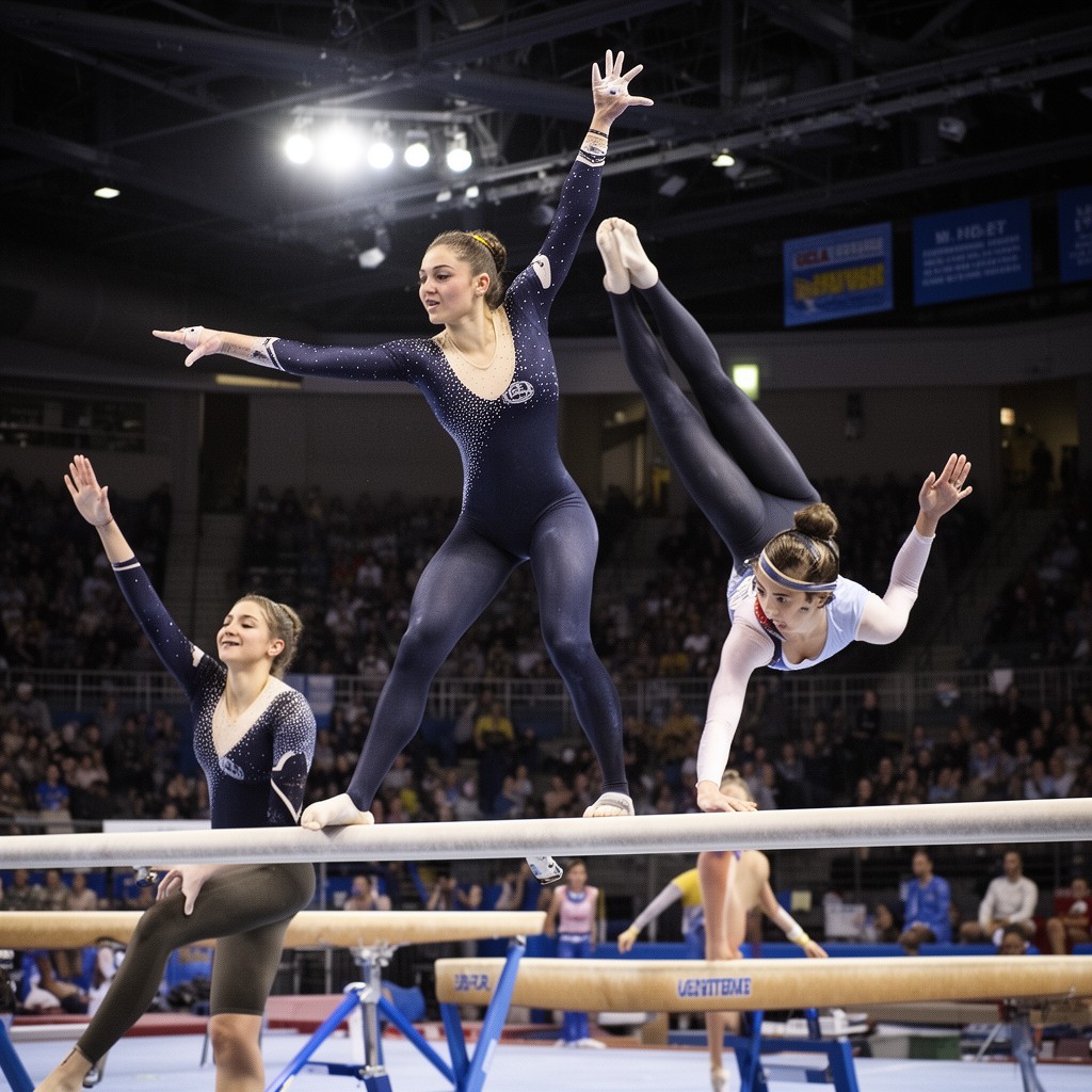 AI-generated illustration of UCLA Bruins women's gymnastics