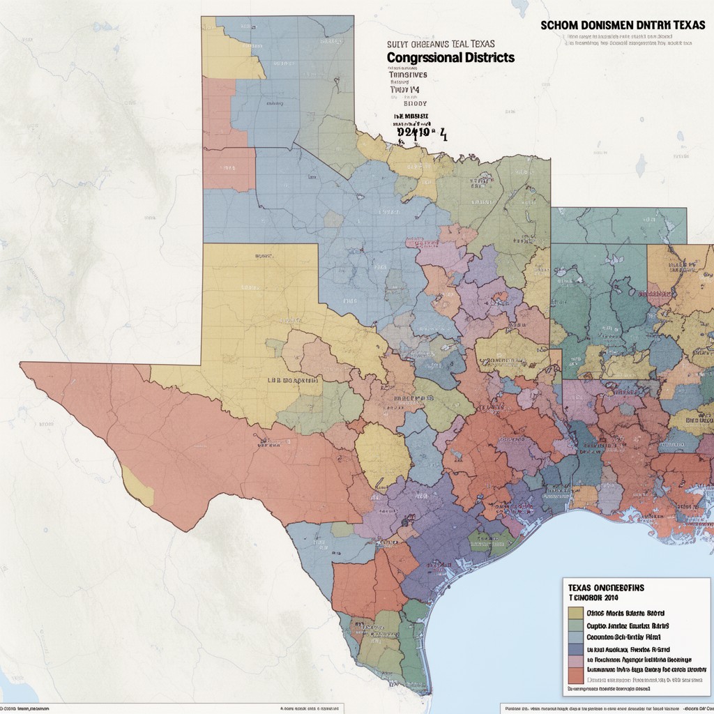 AI-generated illustration of Texas congressional districts