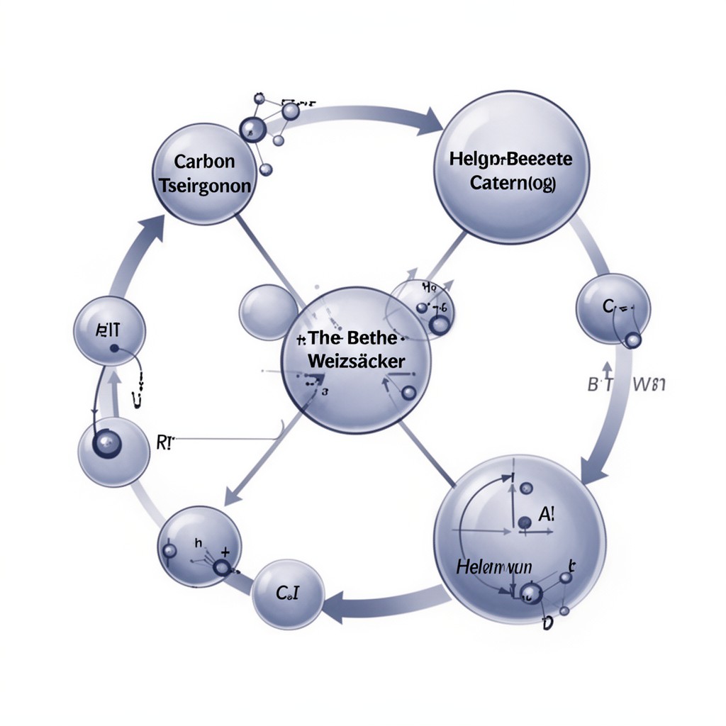 AI-generated illustration of Bethe–Weizsäcker cycle