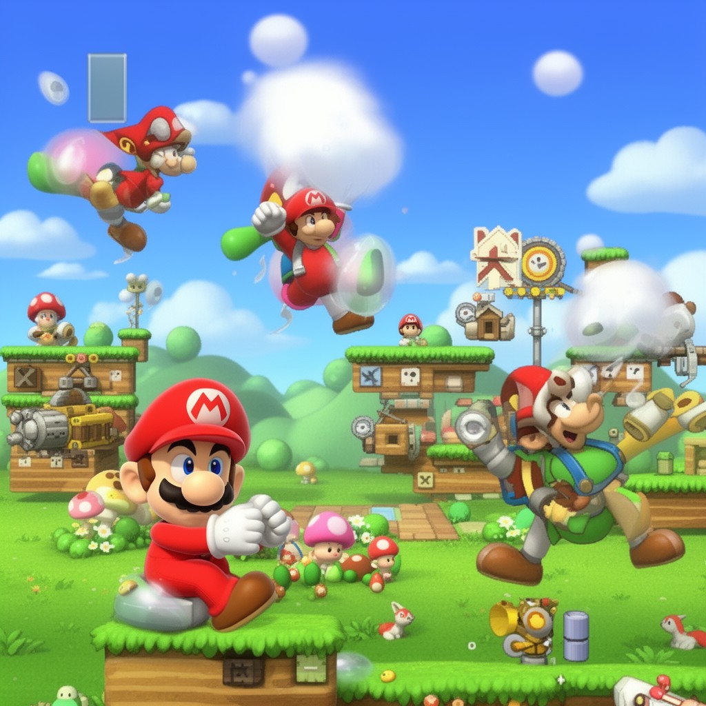 AI-generated illustration of New Super Mario Bros. Wii