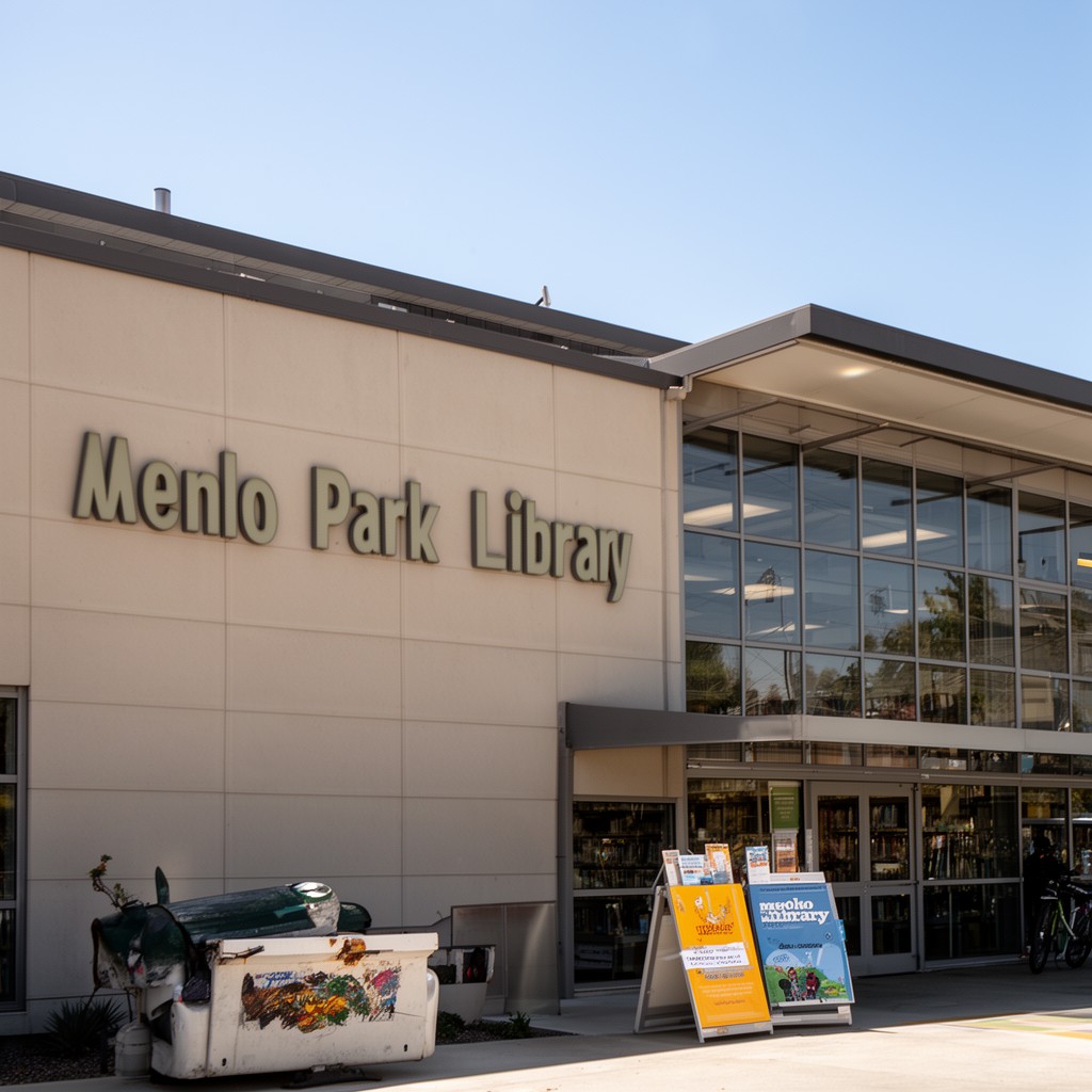 AI-generated illustration of Menlo Park Library
