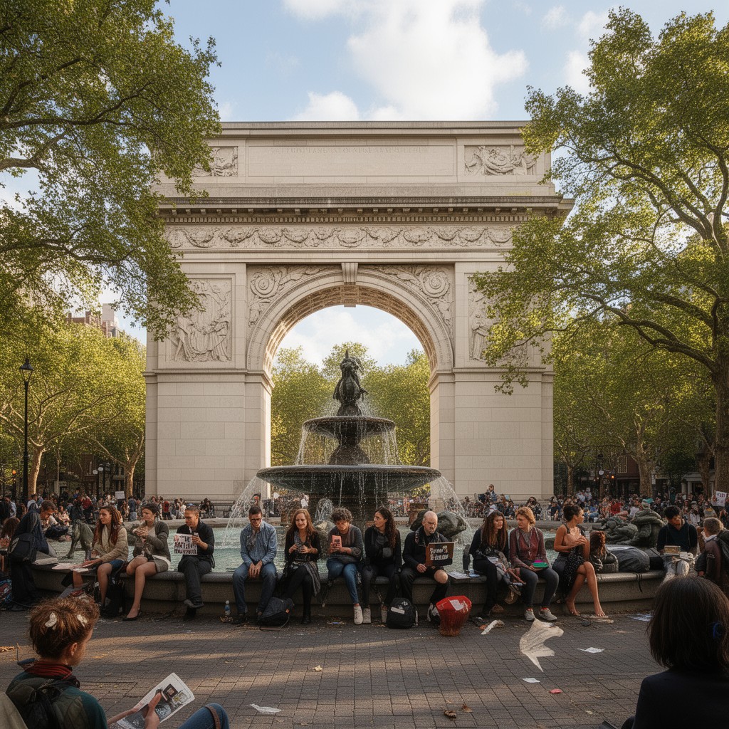 AI-generated illustration of Washington Square Park