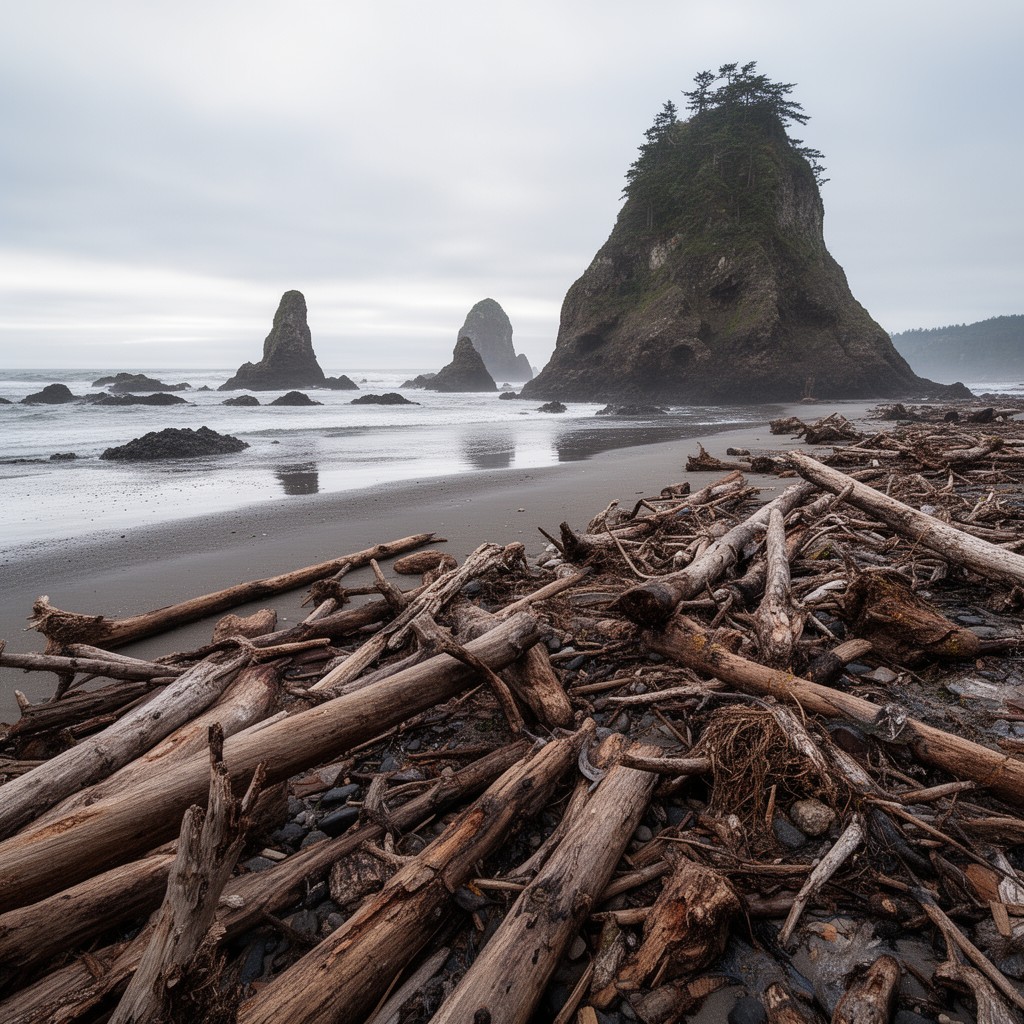 AI-generated illustration of Ruby Beach